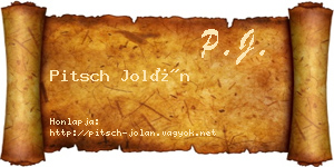 Pitsch Jolán névjegykártya
